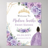 Poster Purple Lavender Roses Brown Princesse Anniversaire (Devant)