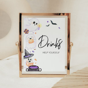 Poster Purple Little Boo Baby shower Halloween Boissons