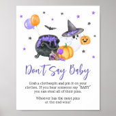 Poster Purple Little Boo Ghost Baby shower Ne pas dire bé (Devant)