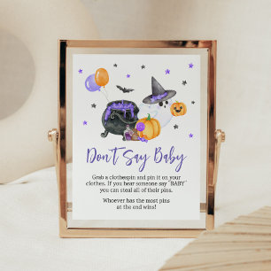 Poster Purple Little Boo Ghost Baby shower Ne pas dire bé