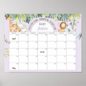 Poster Purple mignon animaux fille baby shower jeu de dev (Devant)