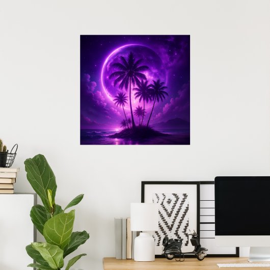 Poster Purple Moon Island Dreamscape (Bureau à domicile)