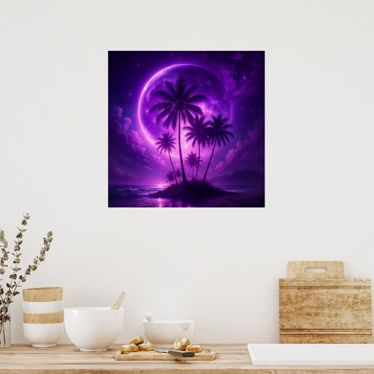 Poster Purple Moon Island Dreamscape (Cuisine)