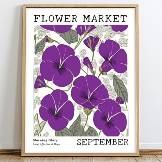 Poster Purple Morning Glory Septembre Marché aux fleurs d