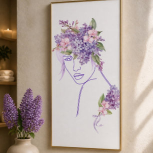 Poster Purple Muse - Une Dame avec des Lilas et des Orchi