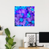 Poster Purple N Turquoise Daisies (Bureau à domicile)