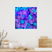 Poster Purple N Turquoise Daisies (Cuisine)