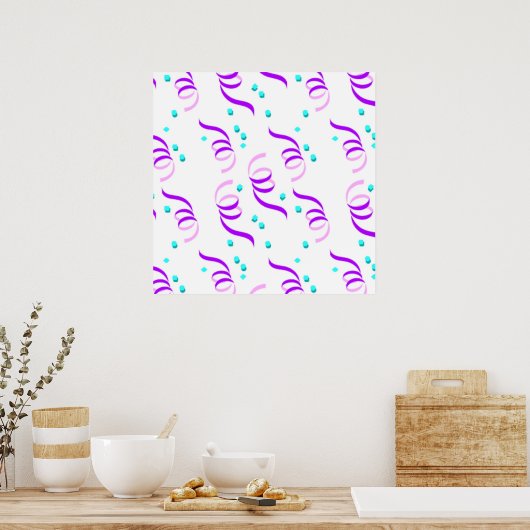 POSTER PURPLE PARTI RIBBONS (Cuisine)