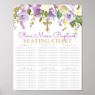 Poster Purple Peony Girls Baptism Seating Chart