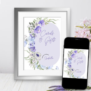 Poster Purple Peri Floral Main Lettré Cartes & Cadeaux