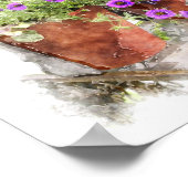 Poster Purple Pétunia Fleurs Aquarelle Peinture Numérique (Coin)