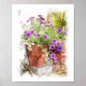 Poster Purple Pétunia Fleurs Aquarelle Peinture Numérique (Devant)