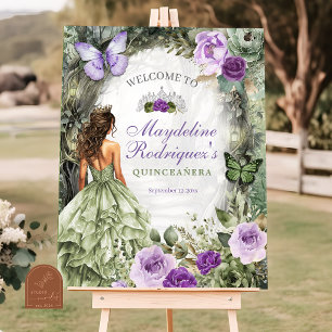 Poster Purple Sage Green Whimsical Forest Quinceanera