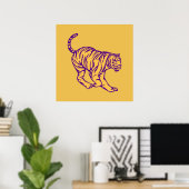 Poster Purple Stripes Wild Cat Tiger Illustration (Bureau à domicile)
