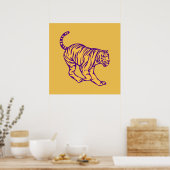 Poster Purple Stripes Wild Cat Tiger Illustration (Cuisine)