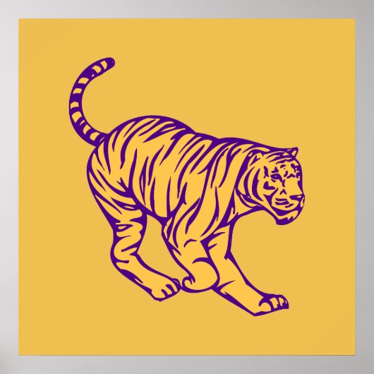 Poster Purple Stripes Wild Cat Tiger Illustration (Devant)