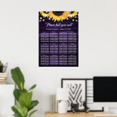 Poster Purple Sunflower Wedding Seating Chart 12 (Bureau à domicile)