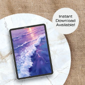 Poster Purple Tide | Ocean Waves Watercolor Painting