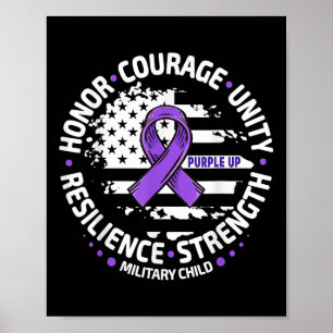 Poster Purple Up For Military Kid Us Drapeau Cool Militai