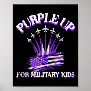 Poster Purple Up For Military Kids Day Enfants Américains
