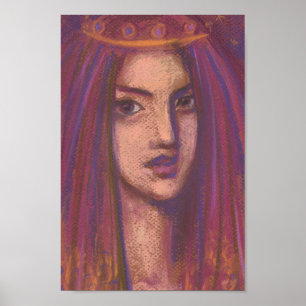 Poster Purple Voile Est Orientale Portrait Peinture