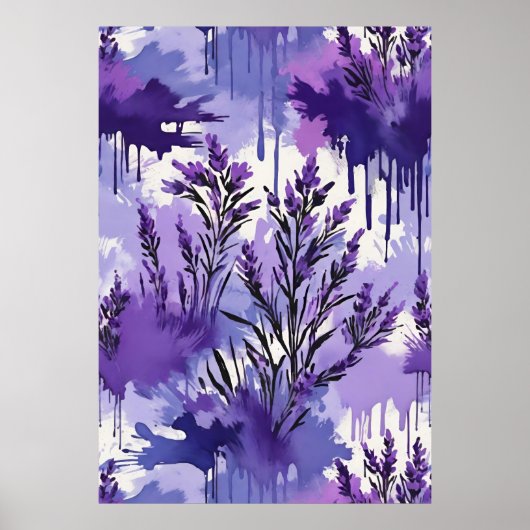 Poster Purple Watercolor with Florals (Devant)