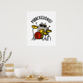 Poster Purr-cussionniste Funny Drummer Cat Pun (Cuisine)