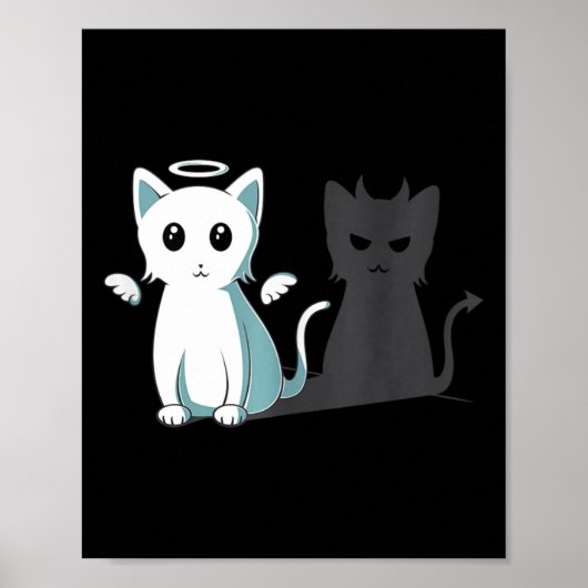 Poster Purr Evil Devil Chat Halloween Happy Chat Angel De (Devant)