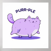 Poster Purr-ple Funny Fat Kitty Chat Pun (Devant)