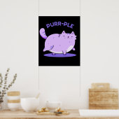 Poster Purr-ple Funny Gras Kitty Chat Pun Dark BG (Cuisine)