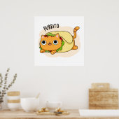 Poster Purrito Drôle Chat Burrito Pun (Cuisine)