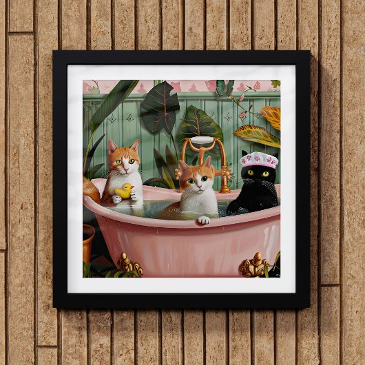 Poster Purrs et bulles : Une scène de bain chatte