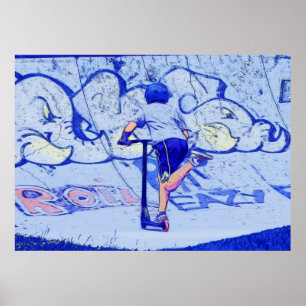 Poster Pushin'It - Stunt Scooter Rider