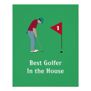 Poster Putage de golfeur vert carré