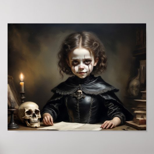 Poster Putain enfant sorcière de crânes en robe victorien (Devant)