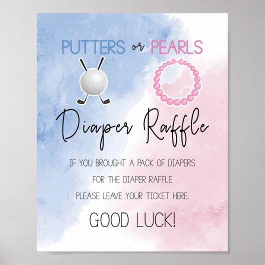 Poster Putters ou Pearls diaper signe de tombole (Devant)