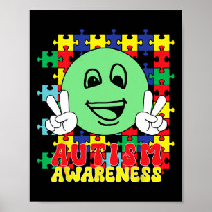 Poster Puzzle Autistique Pièces Sourire Sensibilisation s