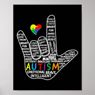 Poster Puzzle Coeur ASL Love Signer Langue main Autisme A