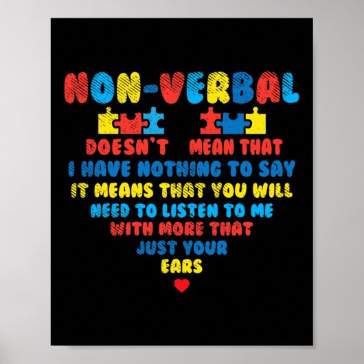 Poster Puzzle de coeur non verbalement Écouter Sensibilis (Devant)