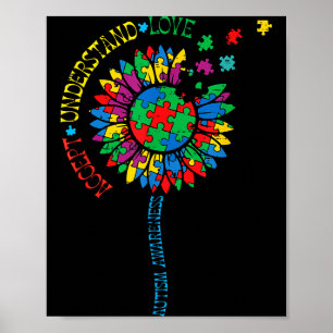 Poster Puzzle de tournesol de sensibilisation à l'autisme