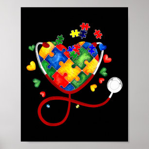 Poster Puzzle du coeur Stethoscope Er Rn Cna Infirmière A