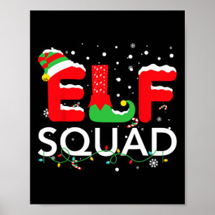 Poster Pyjama de Noël assorti pour famille d'elfes Squ