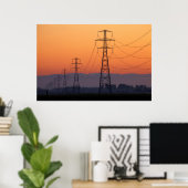 Poster Pylônes électriques au coucher du soleil (Bureau à domicile)