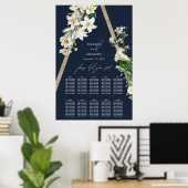 Poster Pyramide Bohémienne Floral Bleu Mariage Carte de s (Bureau à domicile)