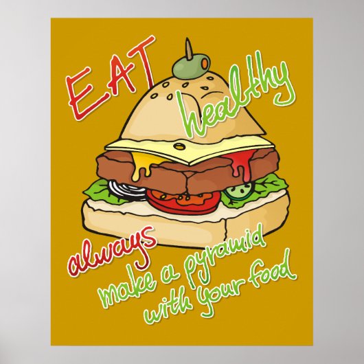 Poster pyramide de burger pour une alimentation saine (Devant)