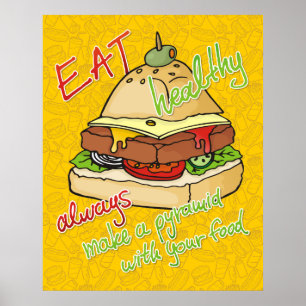 Poster pyramide de burger pour une alimentation saine