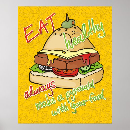 Poster pyramide de burger pour une alimentation saine (Devant)