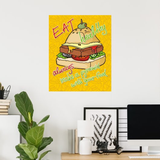 Poster Pyramide de burger saine alimentation (Bureau à domicile)