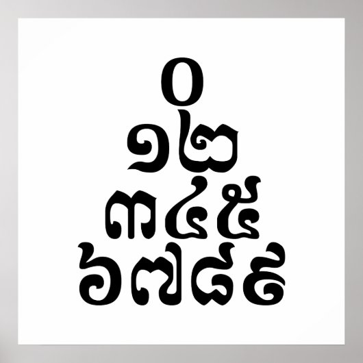 Poster Pyramide des nombres cambodgiens - 0 12 345 6789 K (Devant)