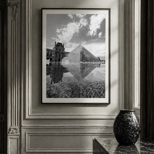 Poster Pyramide du Louvre Paris Reflet Noir et Blanc